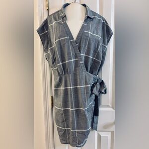 Forever 21 Dress Gray White Glen Plaid Wrap Midi 3X business casual office EUC